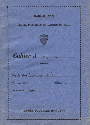 Cahier de géographie - Marie (9 ans) - 1963