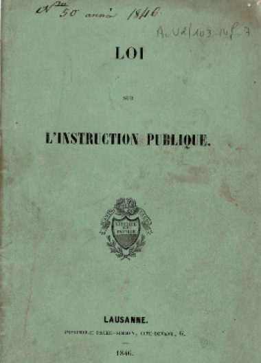 1846 - Loi sur l’instruction publique