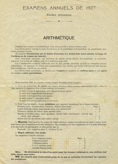 1927 - Examens annuels – Arithmétique