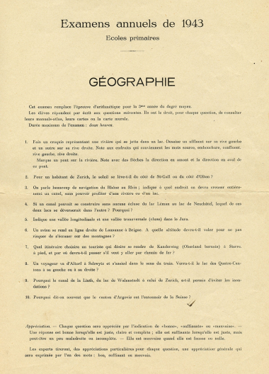 1944 - Examens annuels – Instruction civique